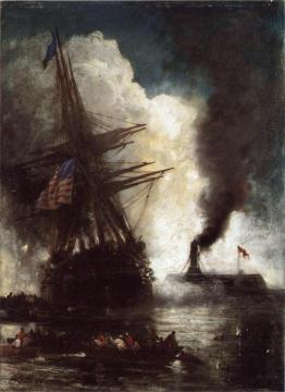 Battle Between Ironclad, Merrimac and Chesapeake Artwork by Edward Moran