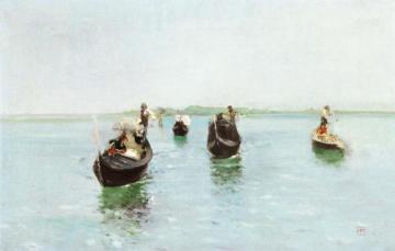 Venetian Gondoliers Artwork by Robert Frederick Blum