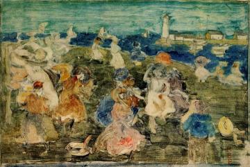 Beach Scene With Lighthouse Artwork by Maurice Prendergast
