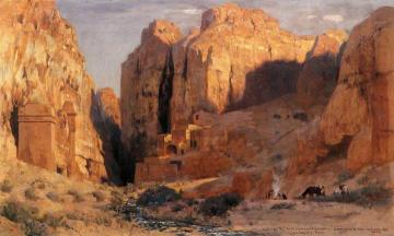 In the Gorge of the Tombs, Petra (In der Gräberschlucht von Petra) Artwork by Eugen Felix Prosper Bracht