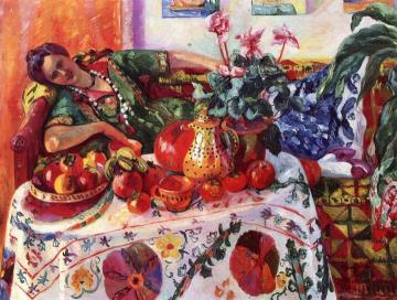 Jeanne Reclining on a Sofa Artwork by Henri Manguin