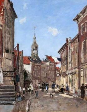 A Street in Dordrecht Artwork by Eugène-Louis Boudin
