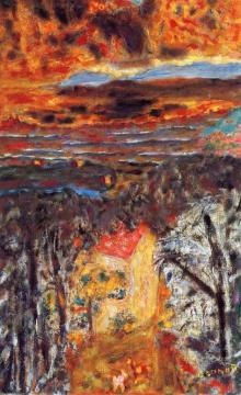 Landscape, Pink House, Sunset Artwork by Pierre Bonnard