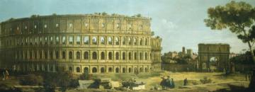 Rome:  View of the Colosseum and the Arch of Constantine Artwork by Giovanni Antonio Canal