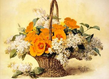 Poppies and Lilac Artwork by Raoul de Longpre