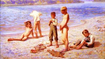 Boys Bathing Artwork by Alexander Grinager