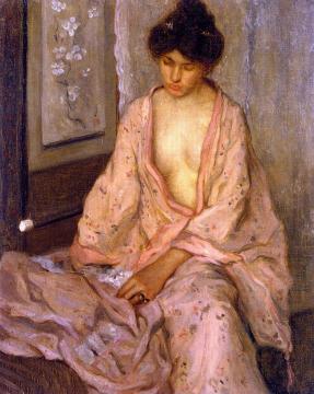 Girl in Pink Artwork by Frederick Carl Frieseke