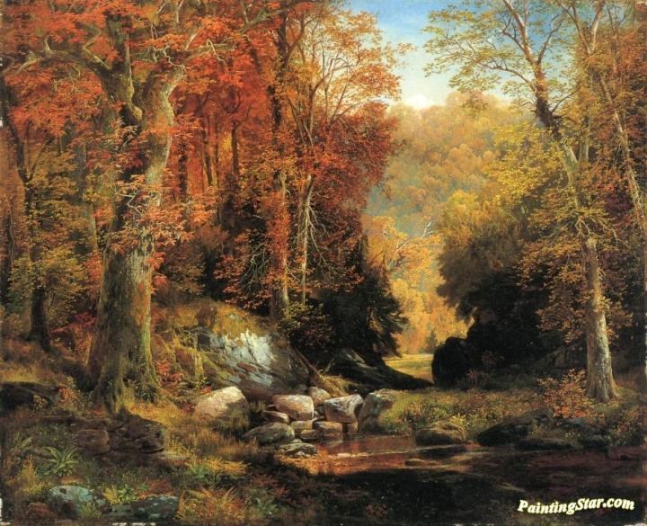 Cresheim Glen, Wissahickon, Autumn Artwork by Thomas Moran