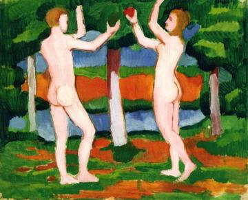 Adam and Eve Artwork by August Macke