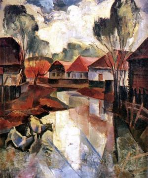 Village in Hungary Artwork by Karoly Patko