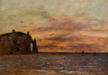 Etretat: the Falaise d'Aval at Sunset Artwork by Eugène-Louis Boudin