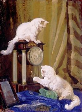 Playtime with Two Cats Artwork by Arthur Heyer
