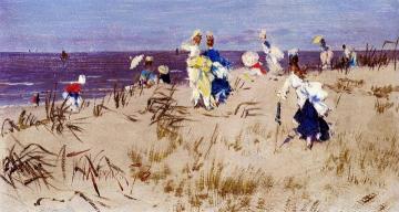 Elegant Women On The Beach Artwork by Frederik Henrdik Kaemmerer