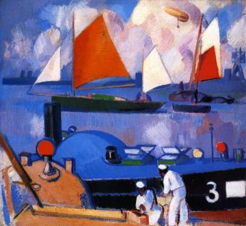 Blue Submarine: Portsmouth Harbour Artwork by John Duncan Fergusson