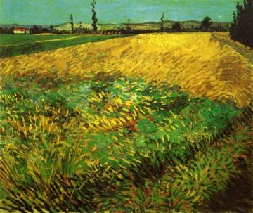 Wheat Field with the Alpilles Foothills in the Background Artwork by Vincent Van Gogh