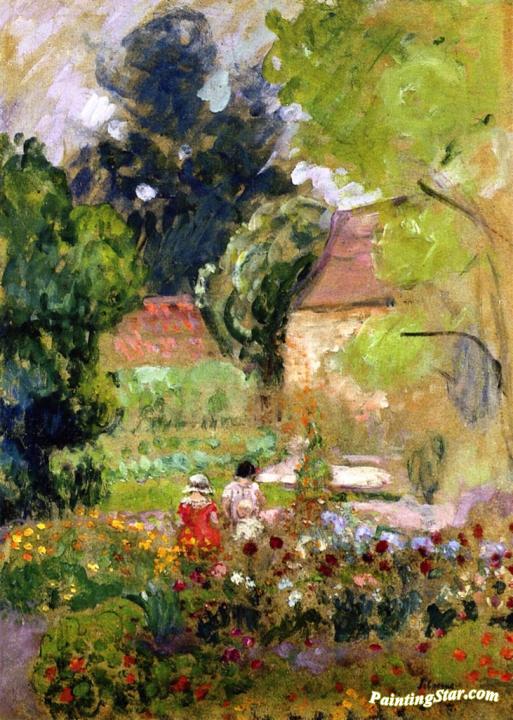 Marthe, Nono and Pierre in the Garden Artwork by Henri Lebasque