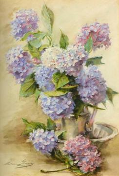 Blue Hortensias Artwork by Madeleine Jeanne Lemaire