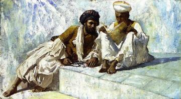 The Hour of Prayer at the Pearl Mosque, Agra (figure study) Artwork by Edwin Lord Weeks