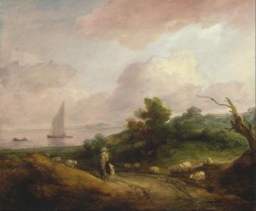 Coastal Landscape with a Shepherd and His Flock Artwork by Thomas Gainsborough