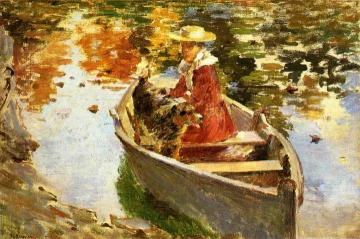 Miss Motes and Her Dog Shep Artwork by Theodore Robinson