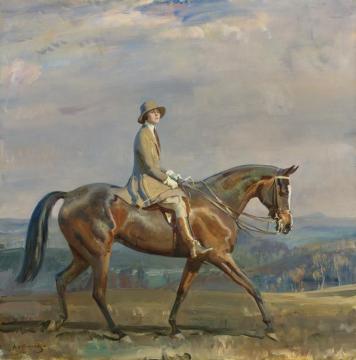 Portrait Of Mrs. Margaretta Park Frew Riding Artwork by Sir Alfred James Munnings