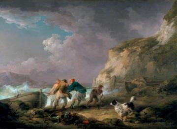 Seashore: Fishermen Hauling In A Boat Artwork by George Morland