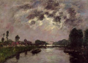 Saint-Valery-sur-Somme, the Canal d'Abbeville Artwork by Eugène-Louis Boudin