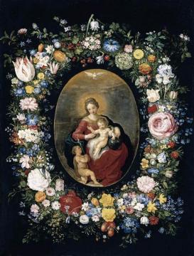 Virgin And Child With Infant St John In A Garland Of Flowers Artwork by Jan Brueghel the Younger