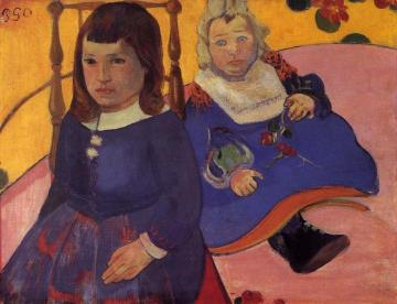 Portrait of Two Children Artwork by Paul Gauguin