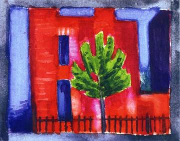 House and Tree Artwork by Oscar Bluemner