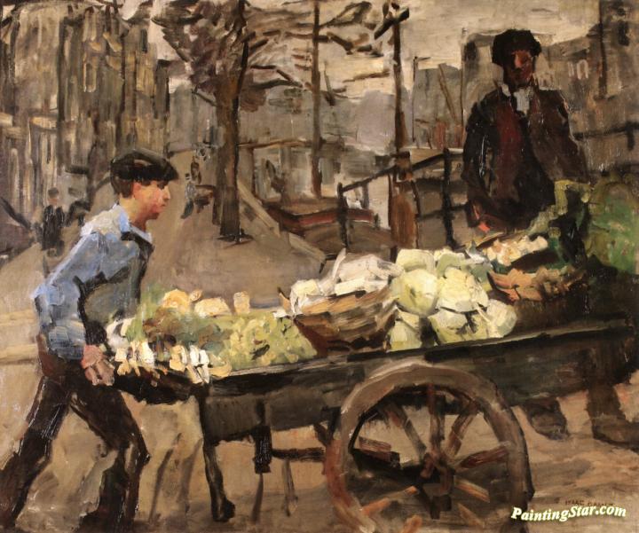 A Vegetable Seller on the Brouwersgracht, Amsterdam Artwork by Isaac Israels