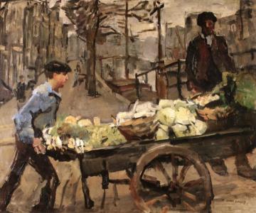 A Vegetable Seller on the Brouwersgracht, Amsterdam Artwork by Isaac Israels