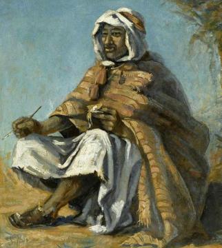 Bedouin Seated with Pen and Book (Sitzender Beduine mit Feder und Buch) Artwork by Frank Buchser