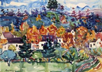 Hillside Village Artwork by Maurice Prendergast