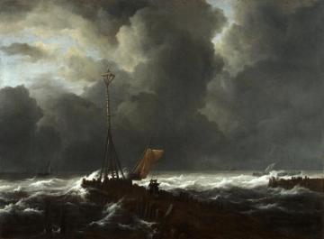 Rough Sea at a Jetty Artwork by Jacob van Ruisdael