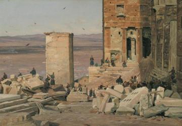 Greeks Working in the Ruins of the Acropolis (Grækere arbejder i ruinerne ved Akropolis) Artwork by Martinus Rorbye