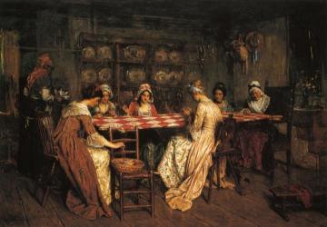 Quilting Bee Artwork by Henry Mosler
