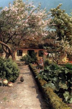 Watering The Garden Artwork by Peder Mork Monsted