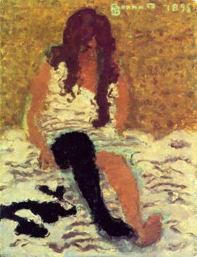 Woman Pulling on her Stockings Artwork by Pierre Bonnard