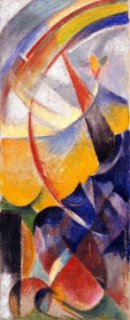 Mountain Landscape with Rainbow (left hand part of three part fire screen) Artwork by Franz Marc