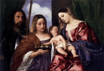 Madonna and Child with Sts Dorothy and George Artwork by Titian