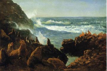 Sea Lions, Farallon Islands Artwork by Albert Bierstadt