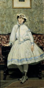 Ritratto di Alaide Banti in abito bianco Artwork by Giovanni Boldini