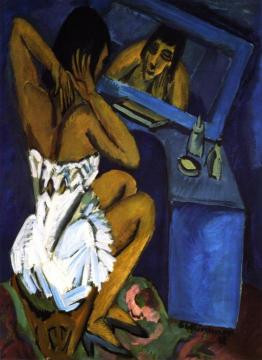 Toilette; Frau vor Spiegel Artwork by Ernst Ludwig Kirchner