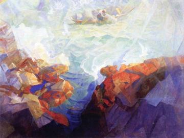 Lobsterman Hauling Trap Off Rocky Coastline Artwork by Newell Convers (N.C.) Wyeth