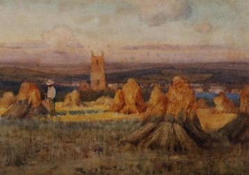 Evening Glow, Lelant, Cornwall Artwork by Albert Moulton Foweraker