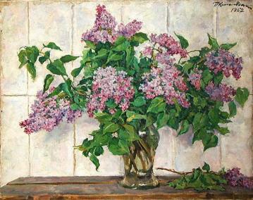 Lilacs in a glass jar Artwork by Pyotr Konchalovsky