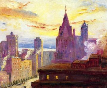 Rooftops at Sunset Artwork by Colin Campbell Cooper