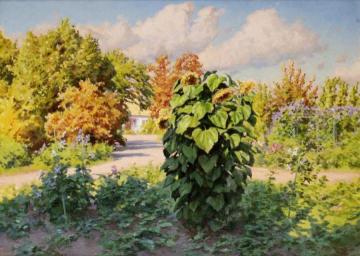 Sunflowers in the garden Artwork by Johan Krouthén
