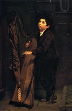 Boy With Harp Artwork by John George Brown